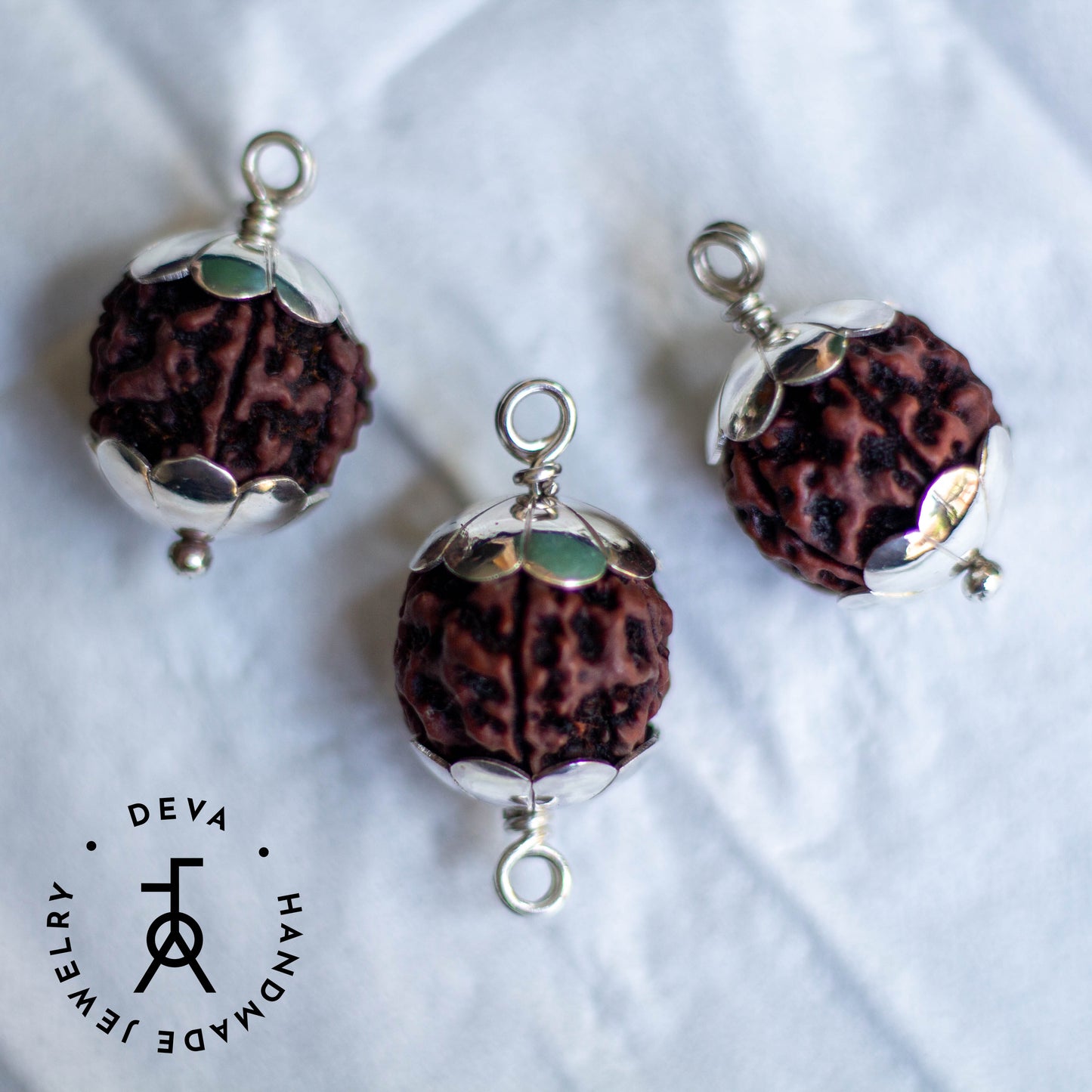 rudraksha 5 face pendant silver