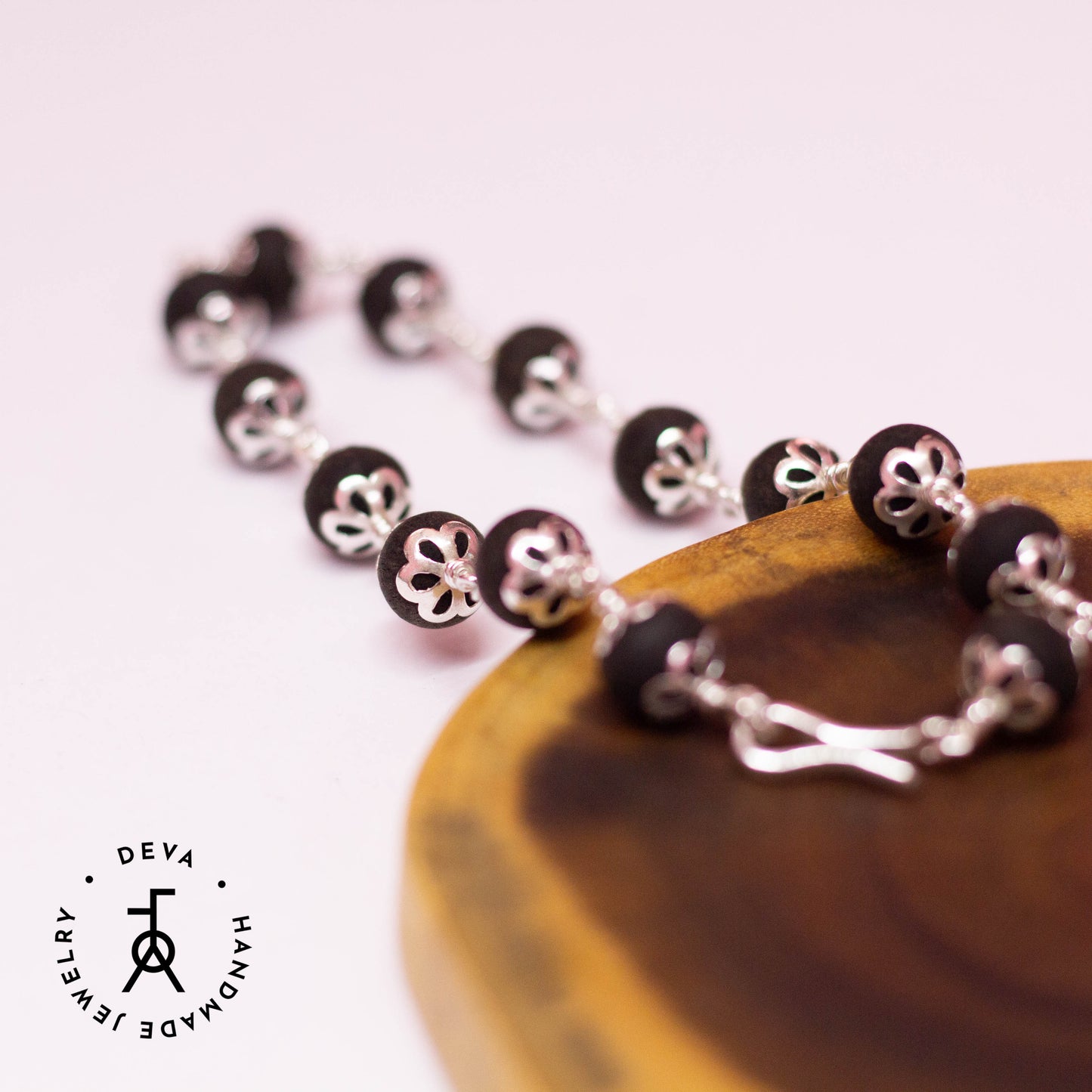Karungali Bracelet 8mm with Silver caps