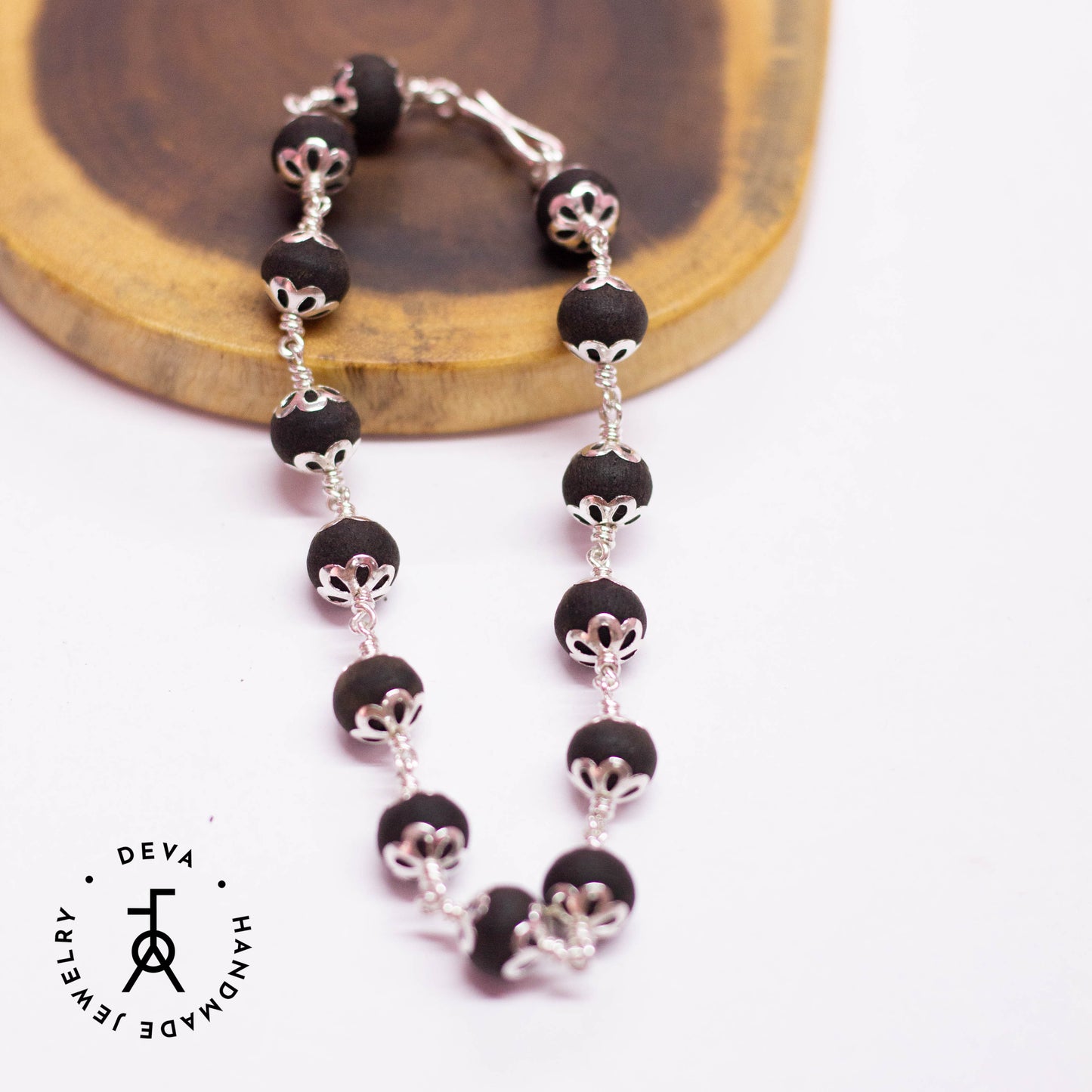 Karungali Bracelet 8mm with Silver caps