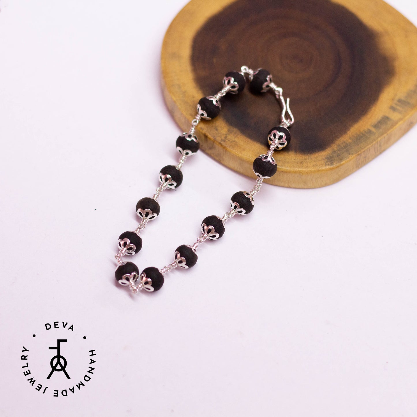 Karungali Bracelet 8mm with Silver caps