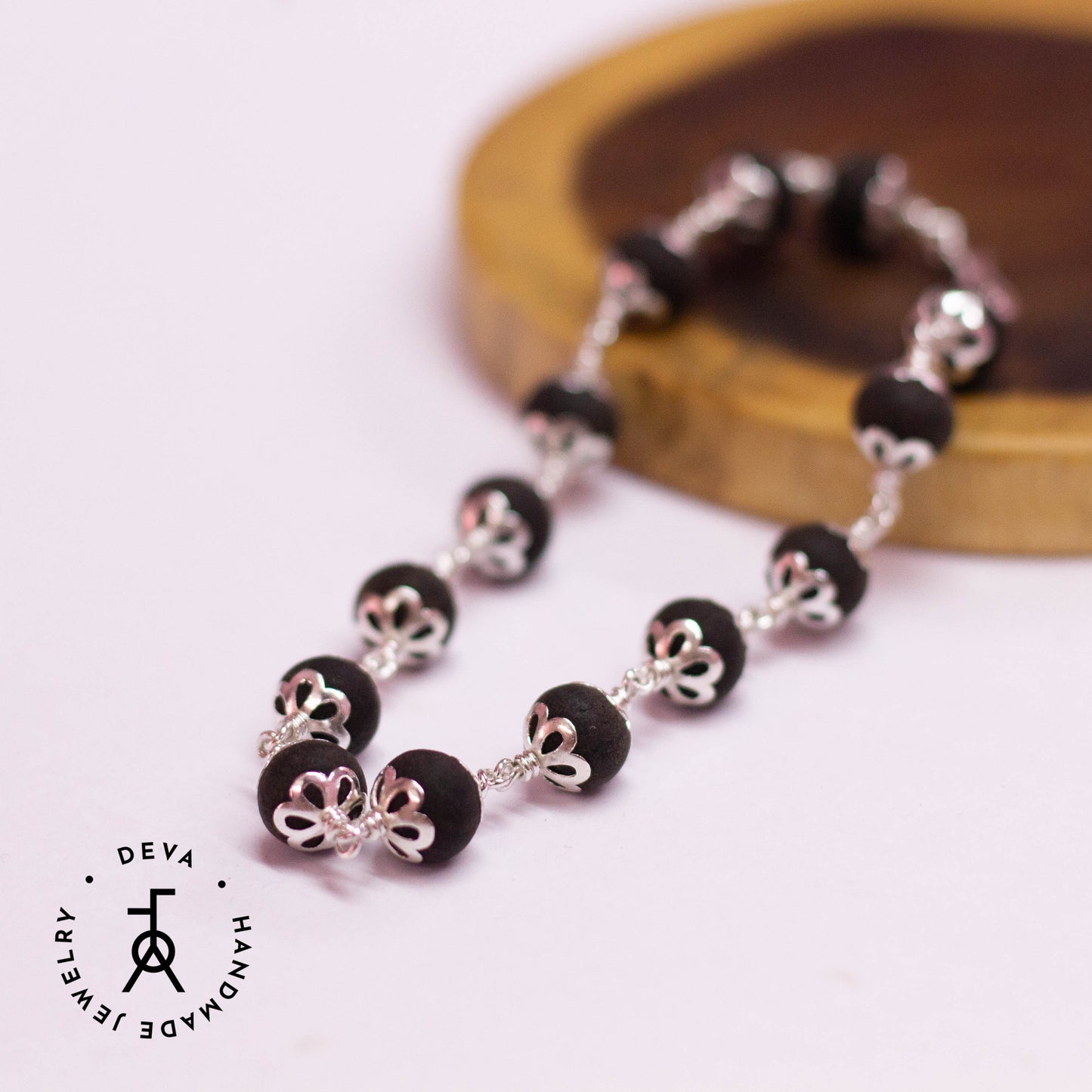 Karungali Bracelet 8mm with Silver caps