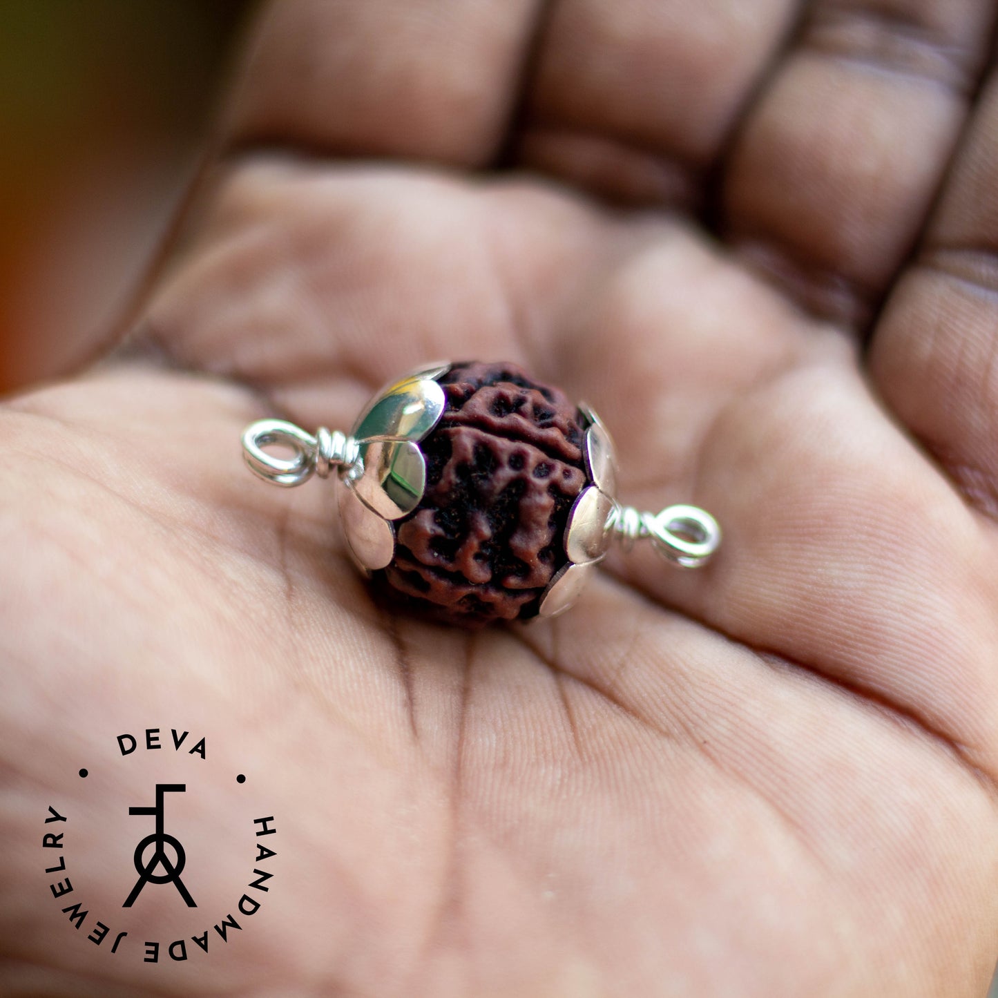 rudraksha 5 face pendant silver