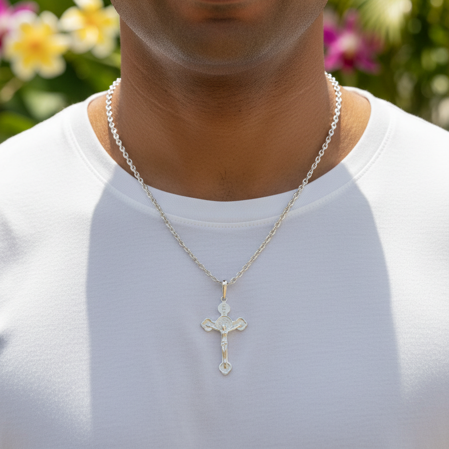 925 Sterling Silver Cross Pendant Necklace  Religious Jewelry for Men & Women