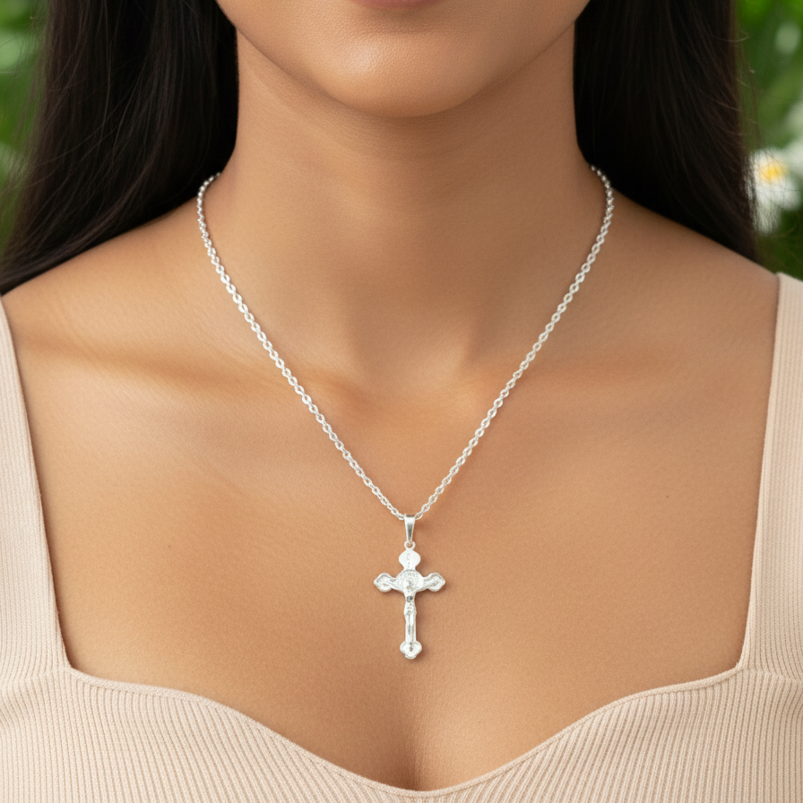 925 Sterling Silver Cross Pendant Necklace  Religious Jewelry for Men & Women