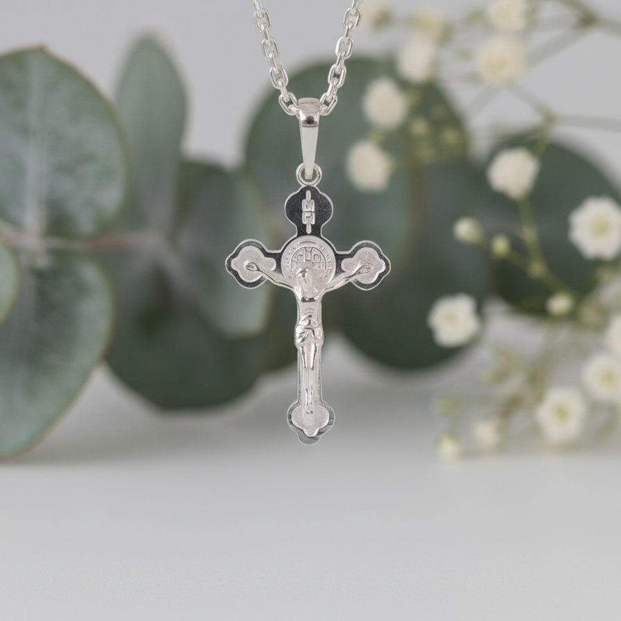 925 Sterling Silver Cross Pendant Necklace  Religious Jewelry for Men & Women