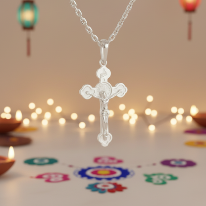 925 Sterling Silver Cross Pendant Necklace  Religious Jewelry for Men & Women