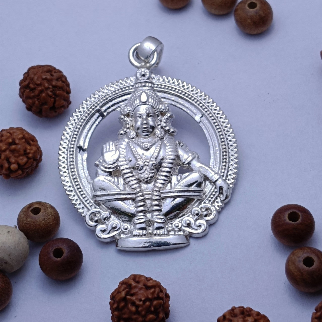 Ayyappan Dollar Pendant 925 Sterling Silver
